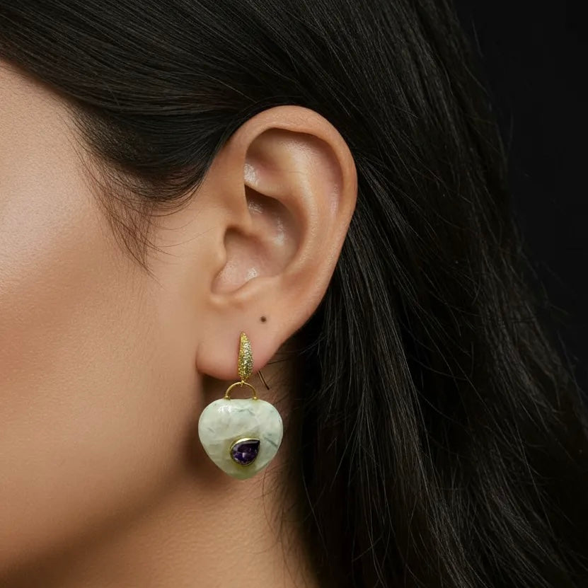 WHITE HEART EARRINGS