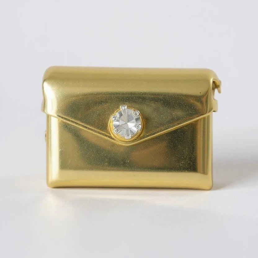 VINTAGE GOLD PLATED RHINESTONE CLUTCH BROOCH