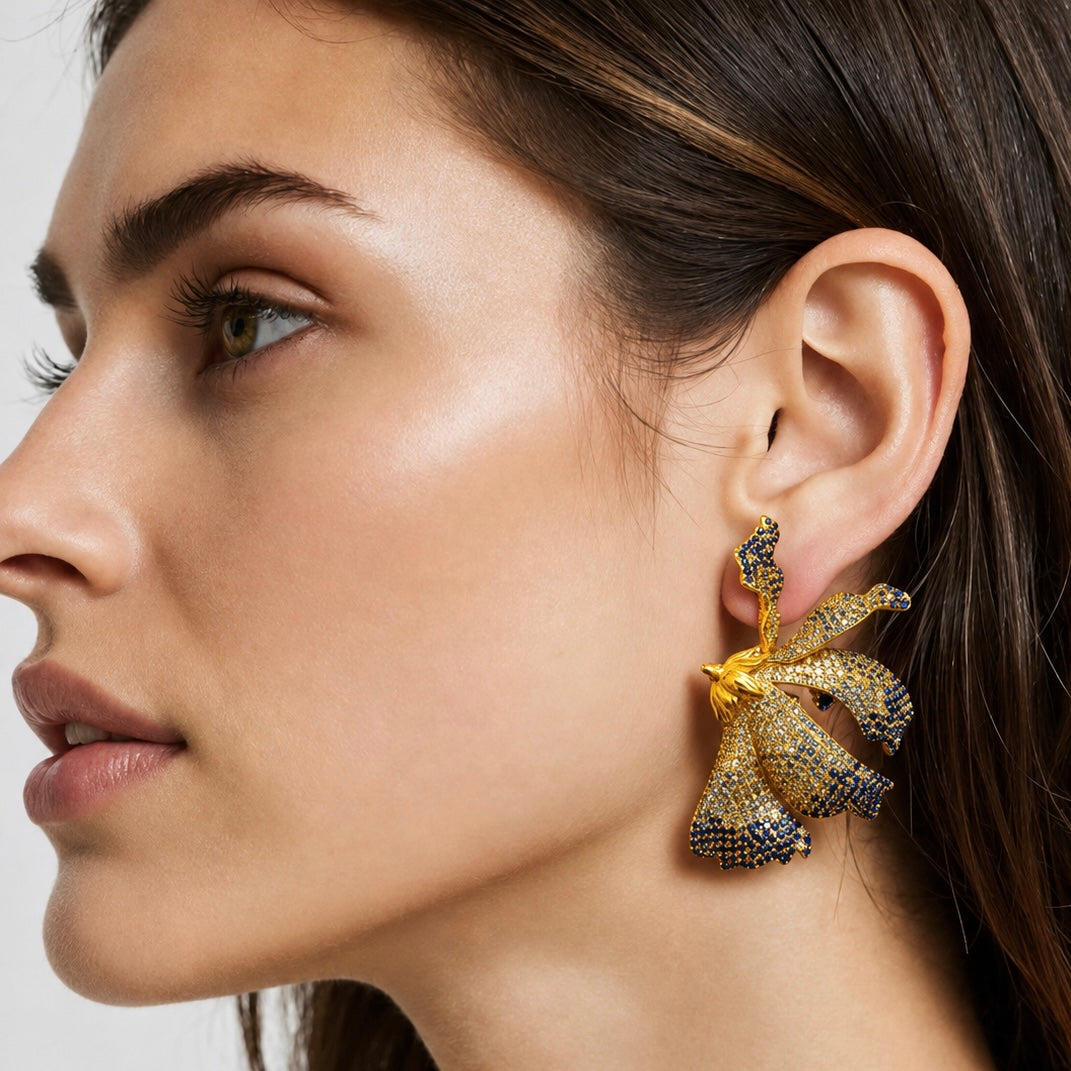 BLUE LACE BUTTERFLY EARRINGS