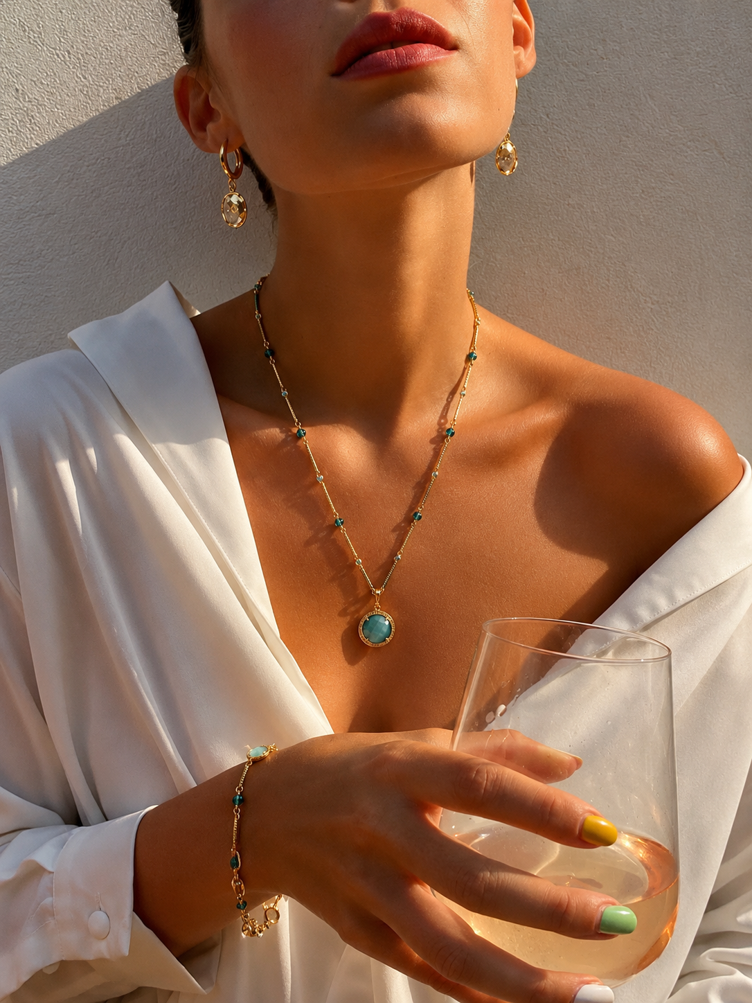 AZURE HALO BEADED PENDANT NECKLACE