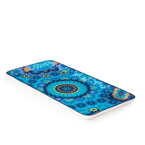 RECTANGLE PLATE MOUCHARABIEH BLUE 24x12 CM