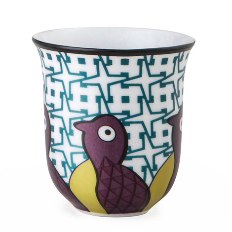 6 COFFEE CUPS PORCELAIN BIRDS OF PARADISE 90 ML