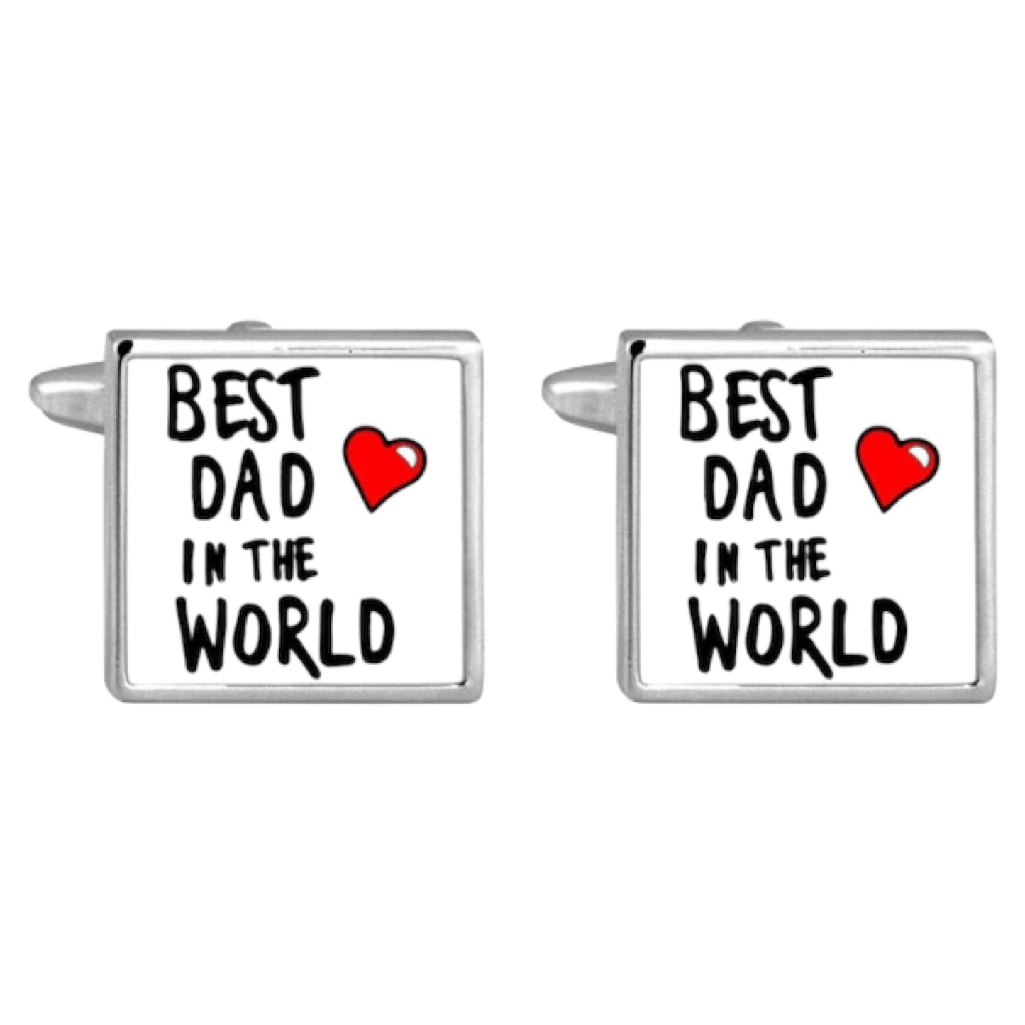 BEST DAD IN THE WORLD RHODIUM PLATED CUFFLINKS