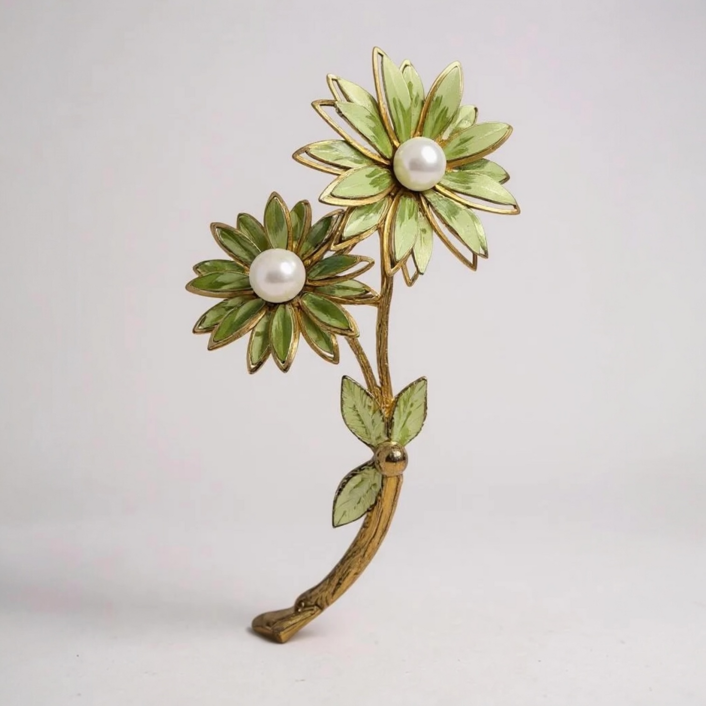 LARGE STATEMENT ENAMEL AND FAUX PEARL FLOWER BROOCH