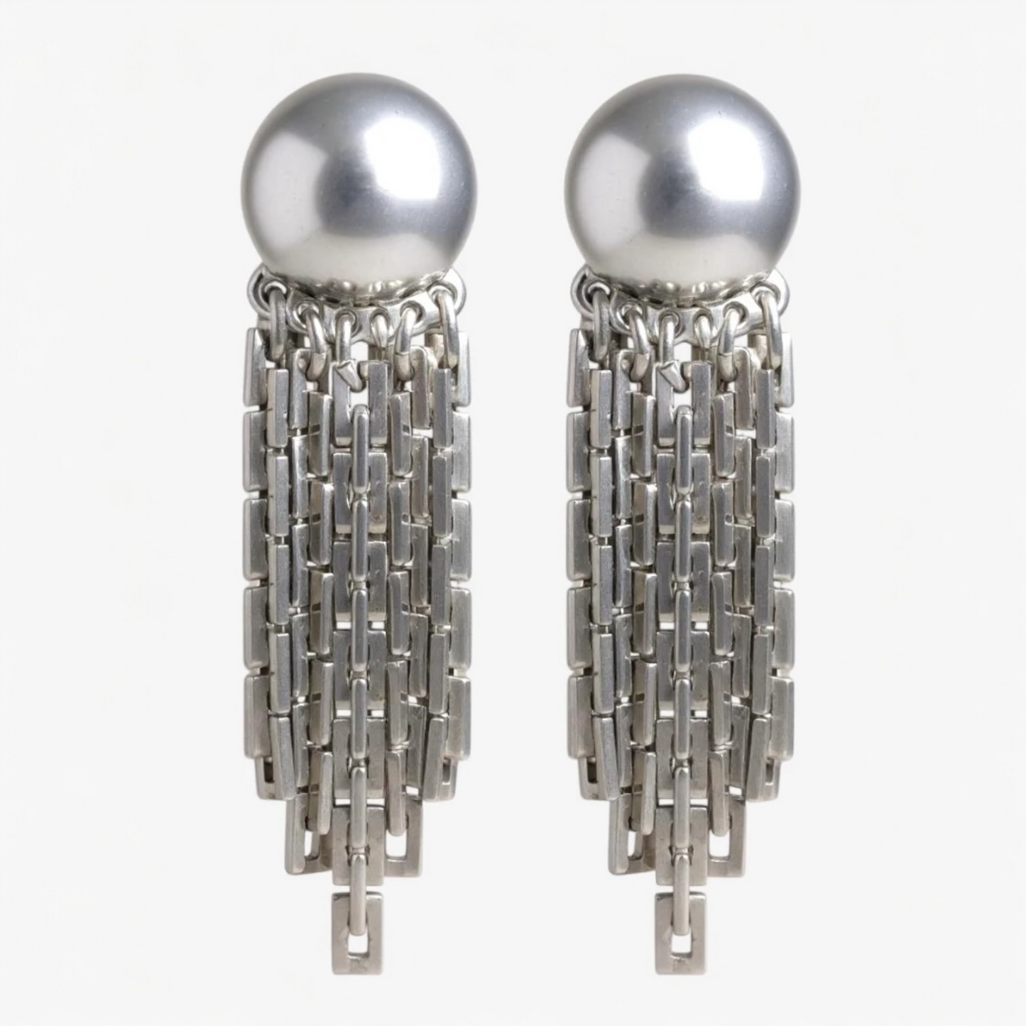 MONET DAMITA COLLECTION SILVER TONE TASSEL CLIP ON EARRINGS