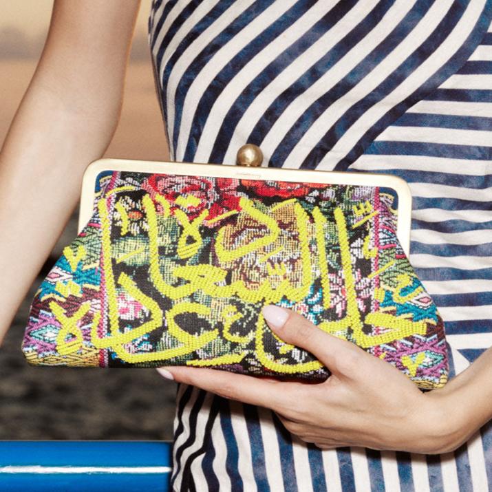 YELLOW CALLIGRAPHY ON FLORAL CLASSIC BAG