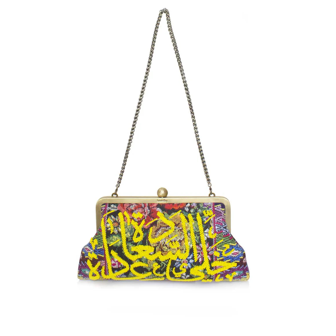 YELLOW CALLIGRAPHY ON FLORAL CLASSIC BAG