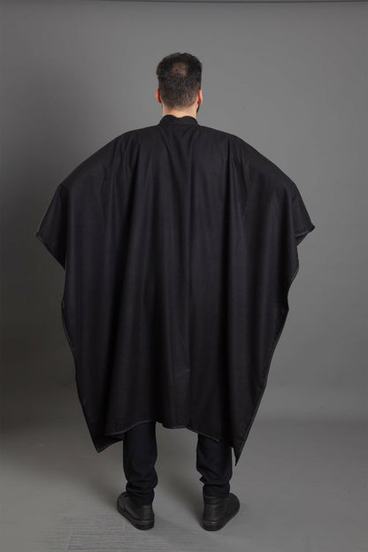 AZMY BLACK ENGLISH WOOL EMBROIDERED PONCHO