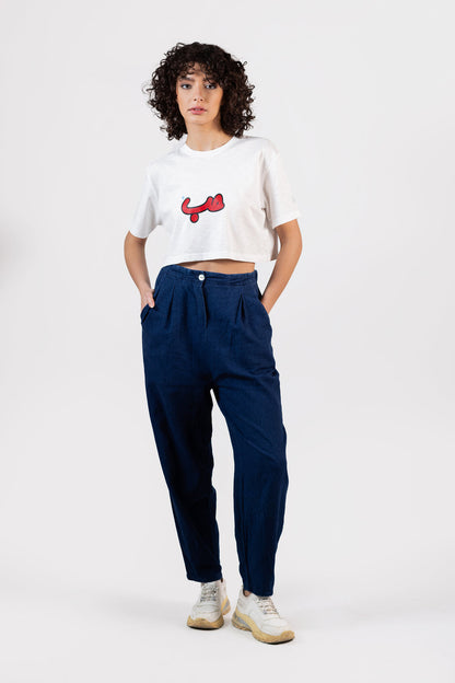 WHITE VERIFIED HOBB حب CROP TOP