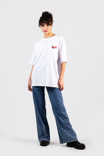 WHITE SIDE HOBB حب T-SHIRT