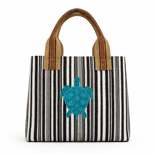 TURTLE TOTE BAG IN BLACK