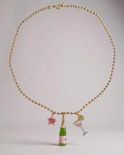 BETSEY JOHNSON CHAMPAGNE TOAST CHARM NECKLACE