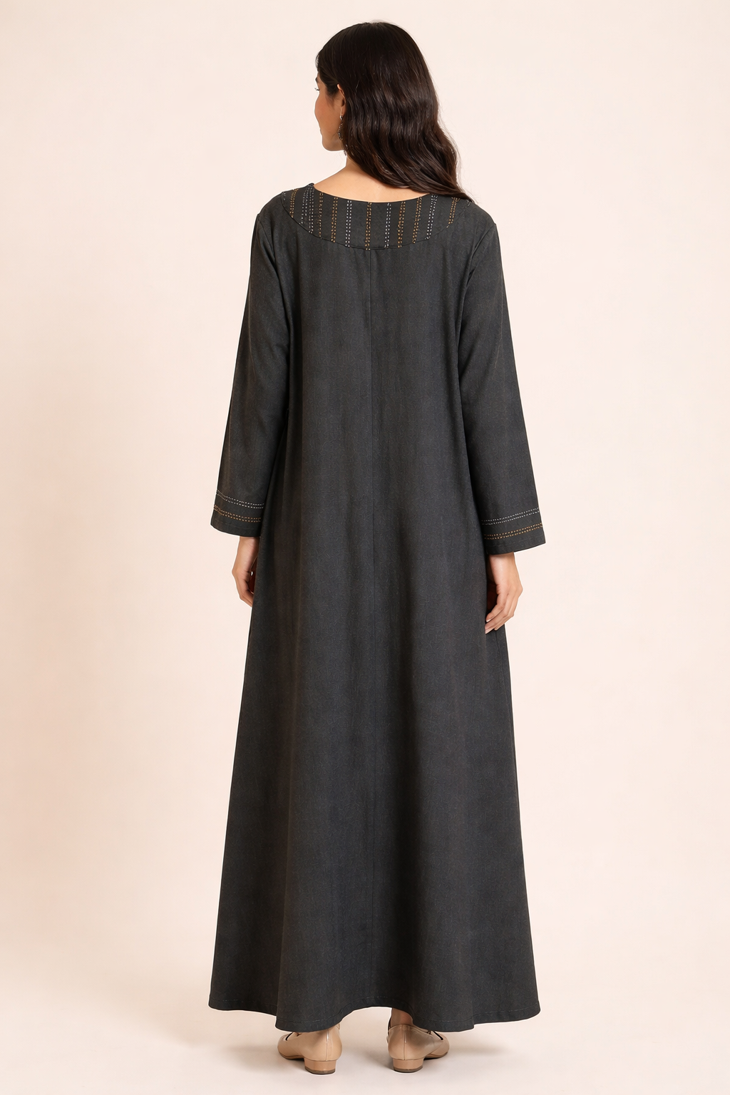 PETROLEUM GREEN GALABEYA WITH EMBROIDERY