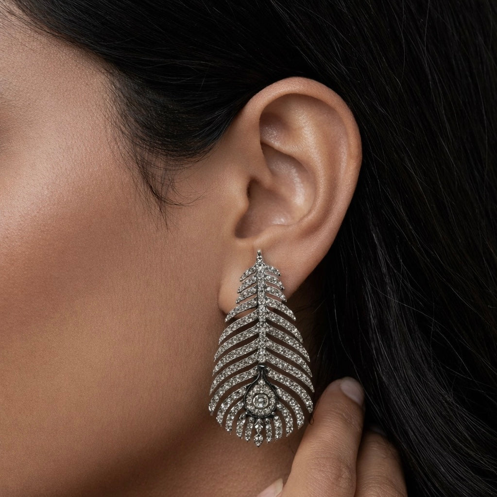 SILVER FEATHER EARRINGS