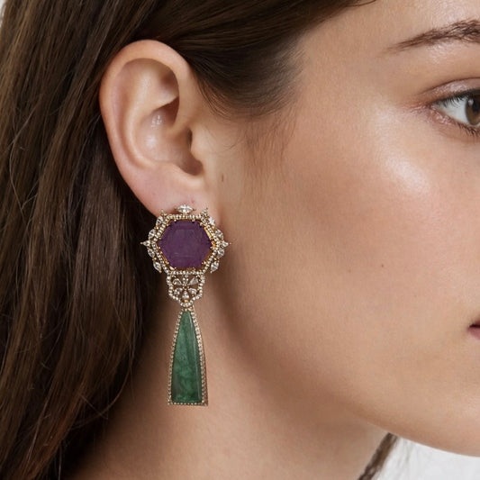 HEXAGON ULTIMATE PYRAMID AGATE EARRINGS