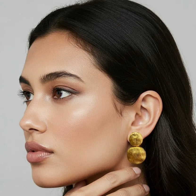 ROUND DUO DROP EARRINGS