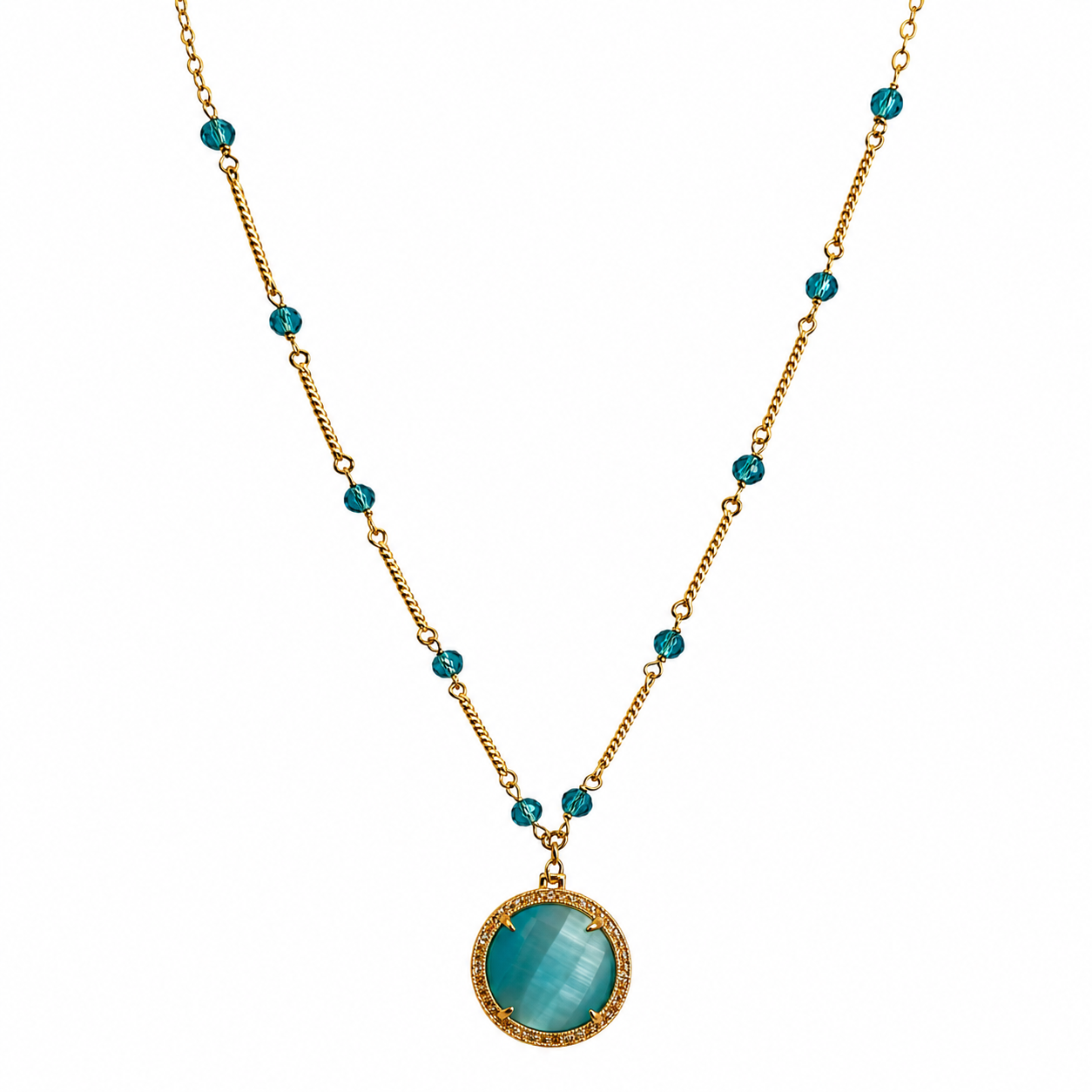 AZURE HALO BEADED PENDANT NECKLACE