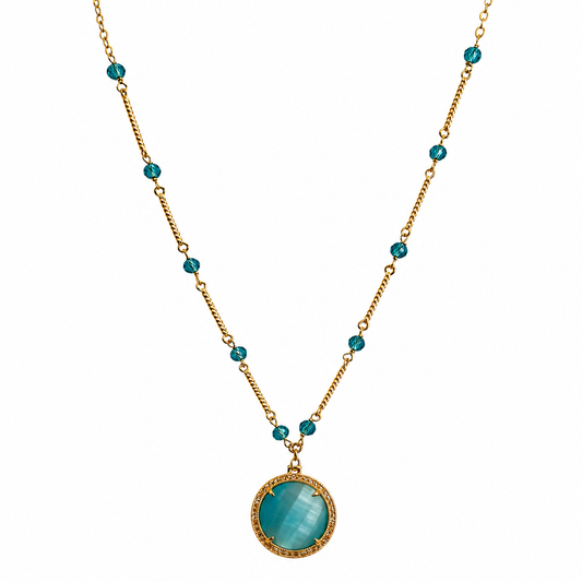AZURE HALO BEADED PENDANT NECKLACE