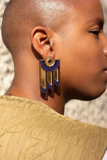 NAVY BLUE BALCONY EARRINGS