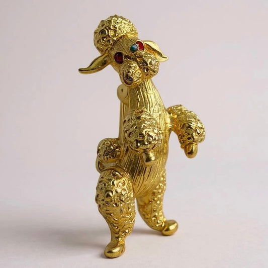 VINTAGE GOLD PLATED POODLE BROOCH