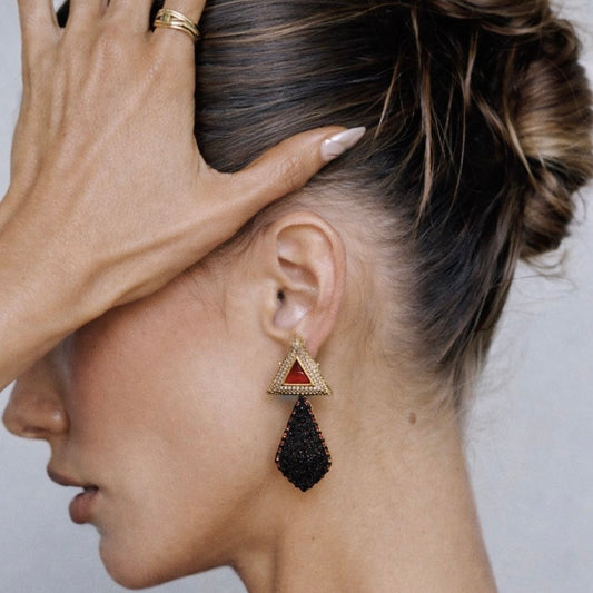 PYRAMID GEMSTONE EARRINGS