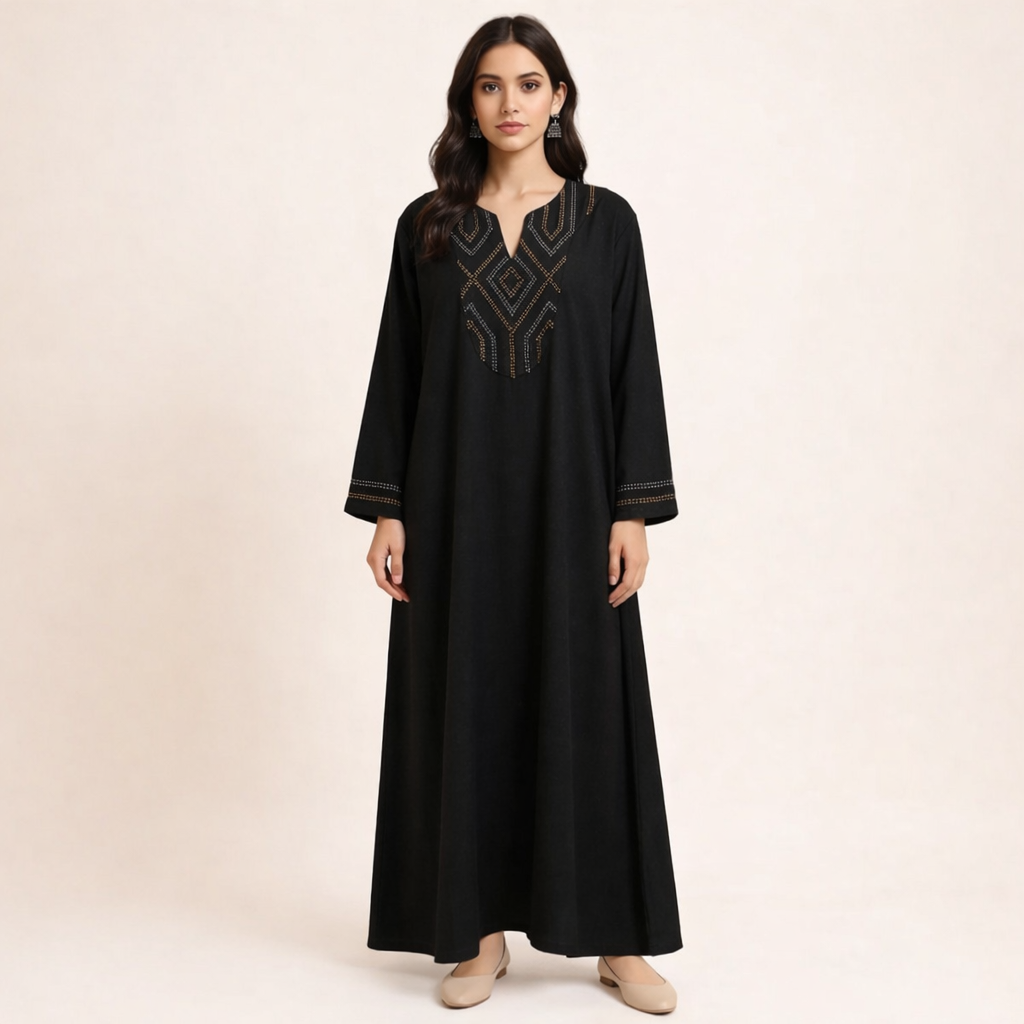BLACK GALABEYA WITH EMBROIDERY