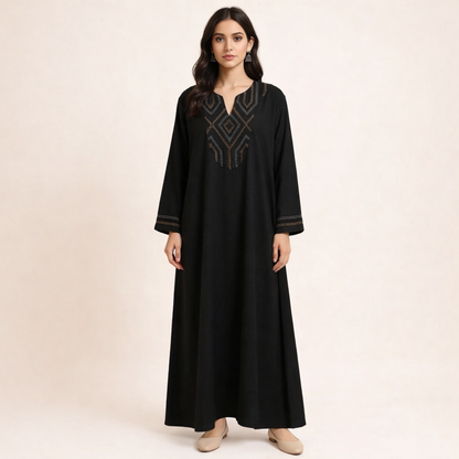 BLACK GALABEYA WITH EMBROIDERY