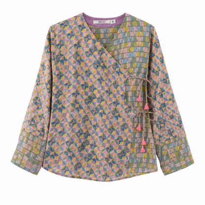 MOSAIC BLOCK PRINTED WRAP SHIRT