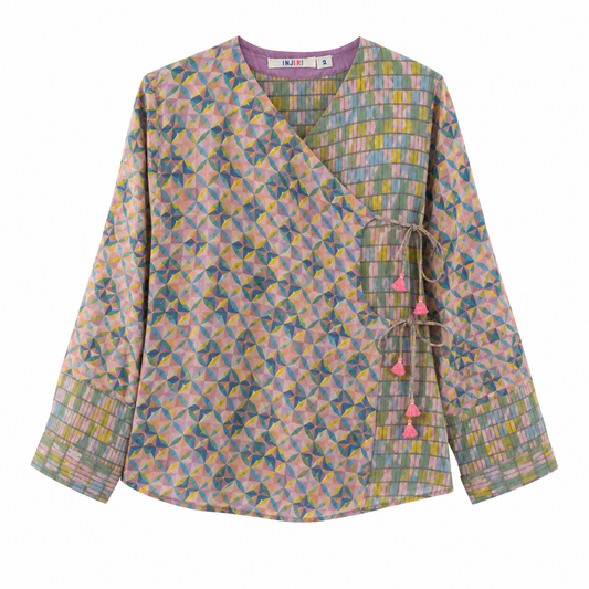 MOSAIC BLOCK PRINTED WRAP SHIRT