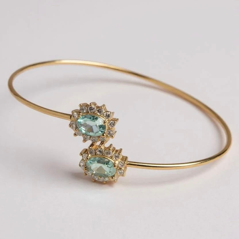 LUMINOUS APATITE AND STERLING SILVER BANGLE