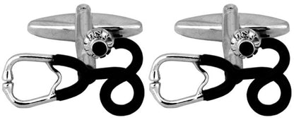 STETHOSCOPE RHODIUM PLATED CUFFLINKS