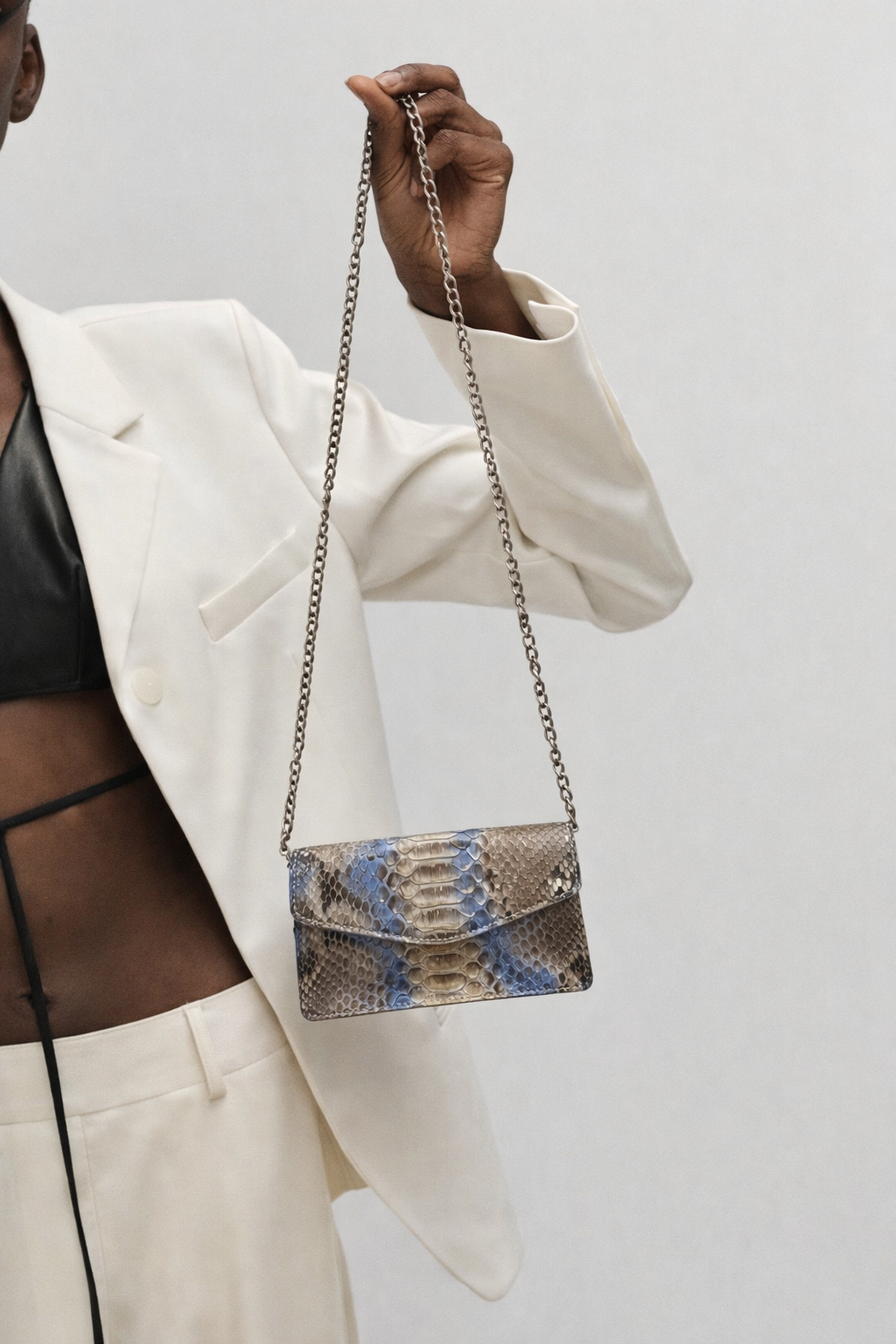 AZURE PYTHON ENVELOPE BAG