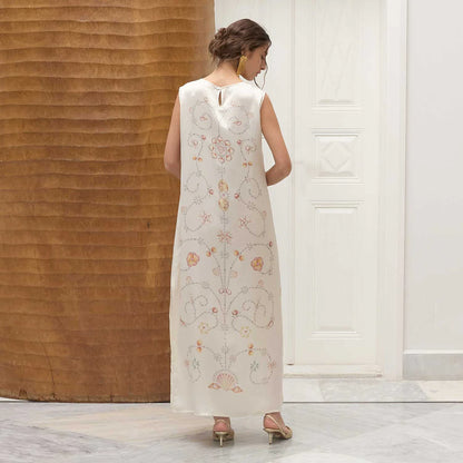 BEIGE SEASHELLS VANDA DRESS