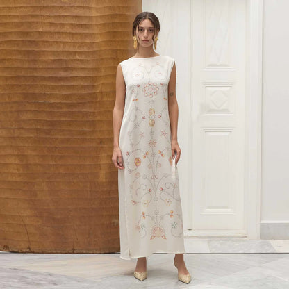 BEIGE SEASHELLS VANDA DRESS
