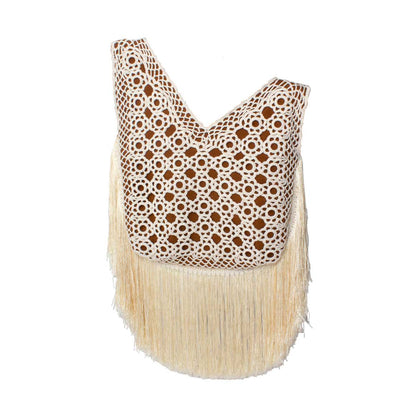 CROCHET ON HAVANE SLIP BAG