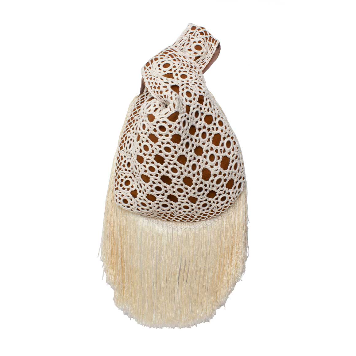 CROCHET ON HAVANE SLIP BAG