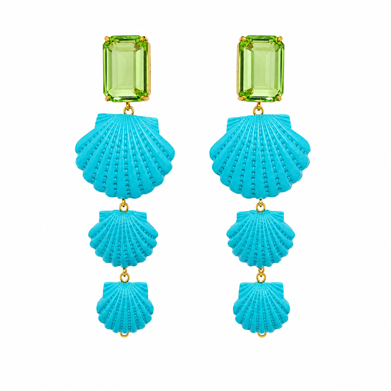 TURQUOISE SHELL DROP EARRINGS