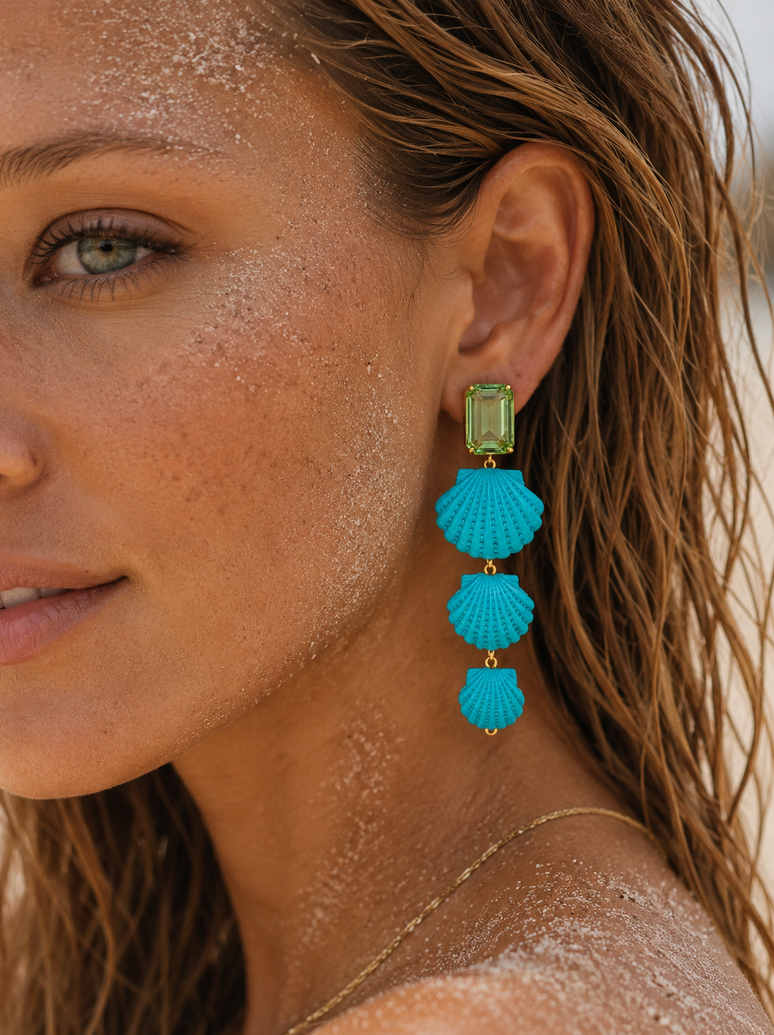 TURQUOISE SHELL DROP EARRINGS