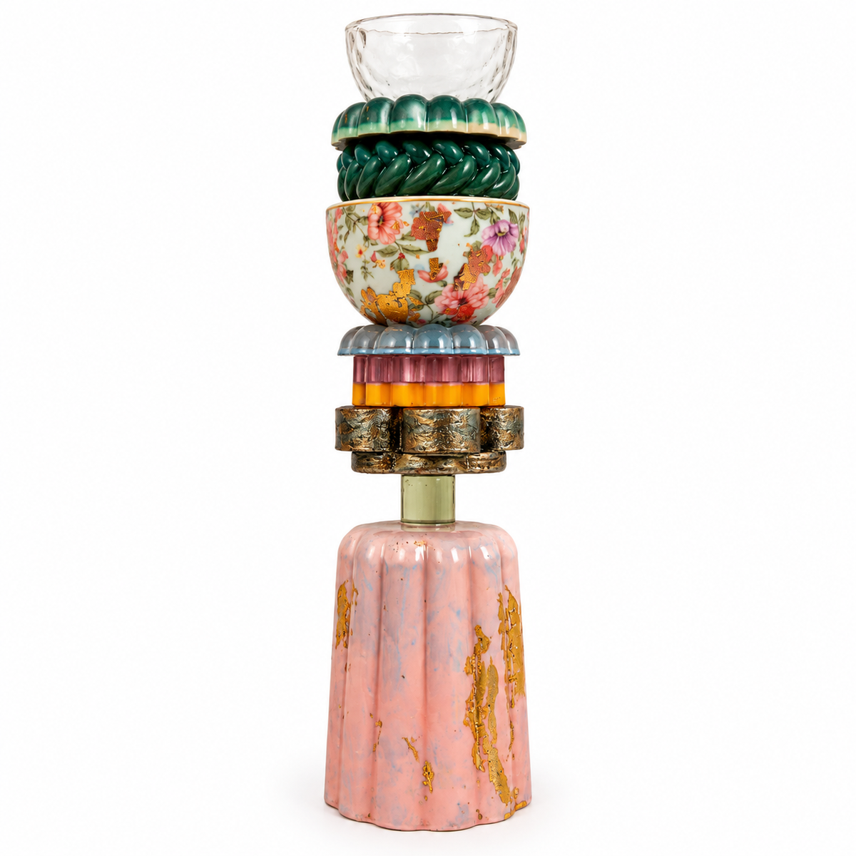 BLUSH & EMERALD CANDLE HOLDER