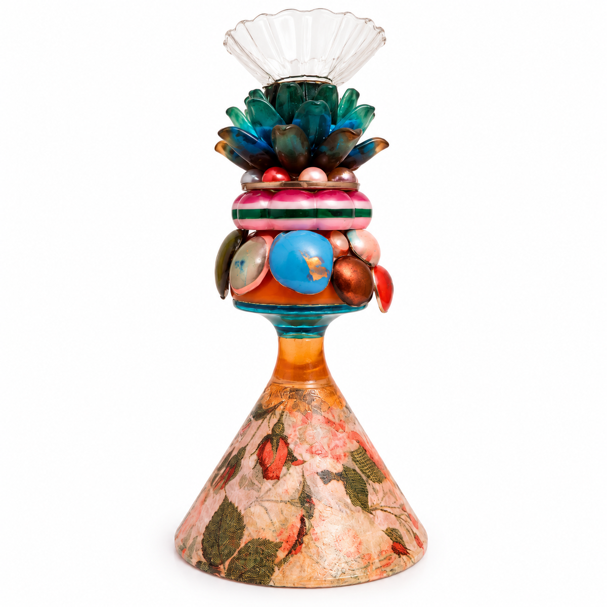 TEAL BLOOM CANDLE HOLDER