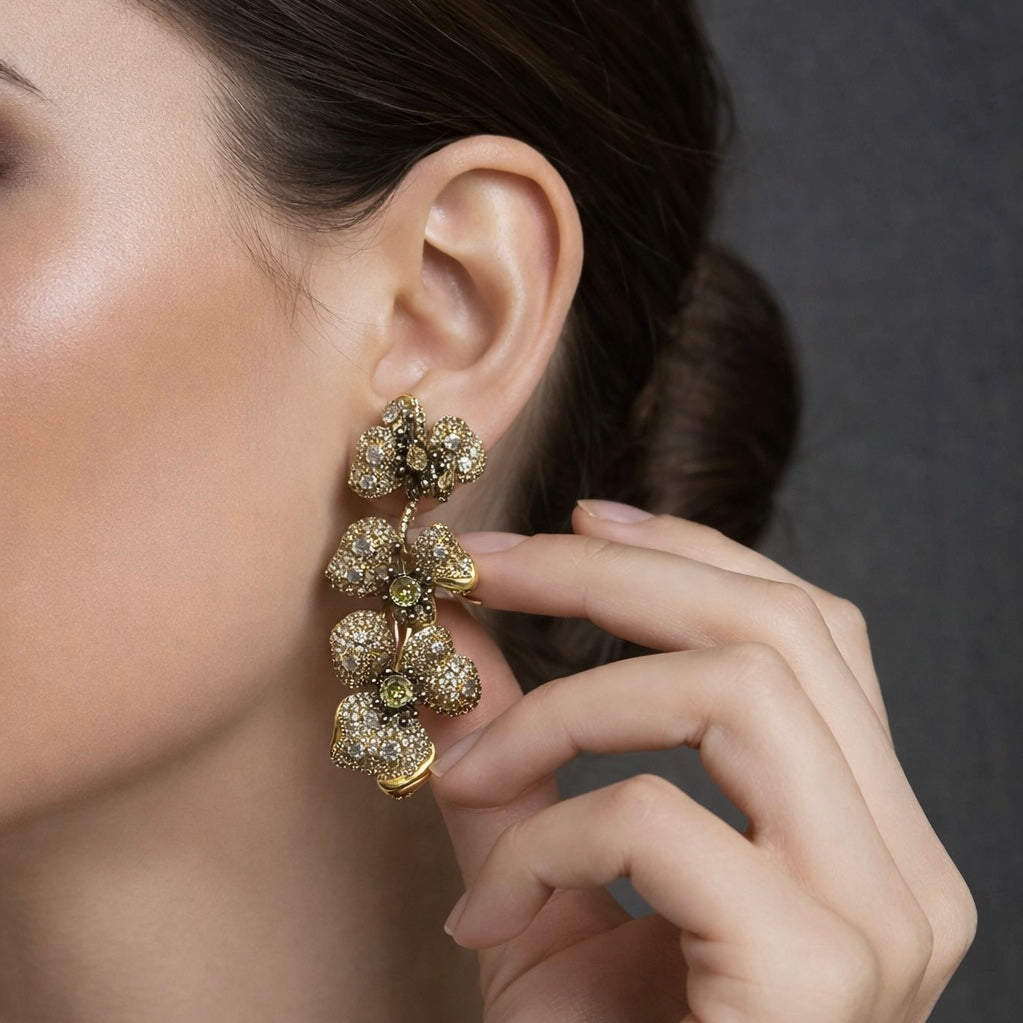 ZIRCON TERCEL FLOWER EARRINGS