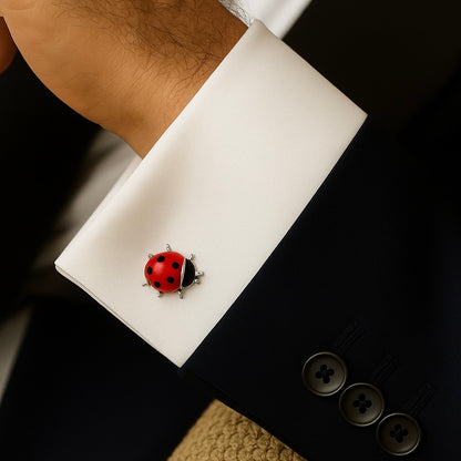 LADYBIRD RHODIUM CUFFLINKS