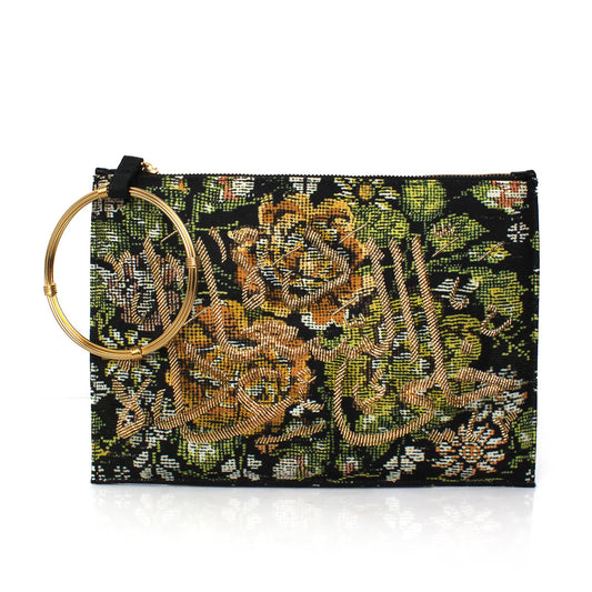 HAPPINESS GOLD ON MEXICAN FLORAL POUCH