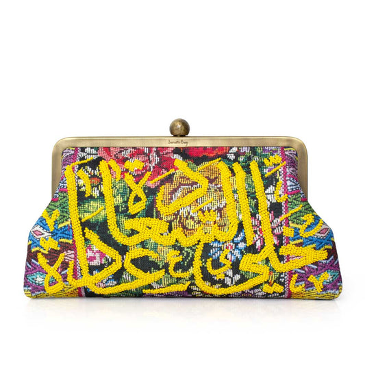 HAPPINESS YELLOW ON MEXICAN FLORAL CLASSIC BAG