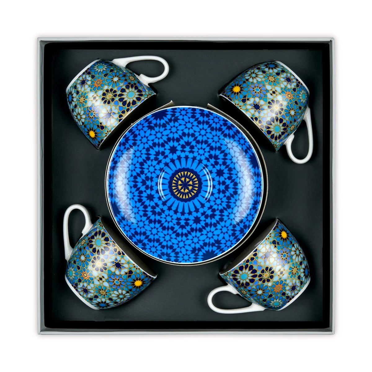 4 COFFEE CUPS AND SAUCER MOUCHARABIEH BLUE 90 ML
