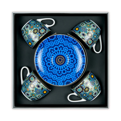 4 COFFEE CUPS AND SAUCER MOUCHARABIEH BLUE 90 ML