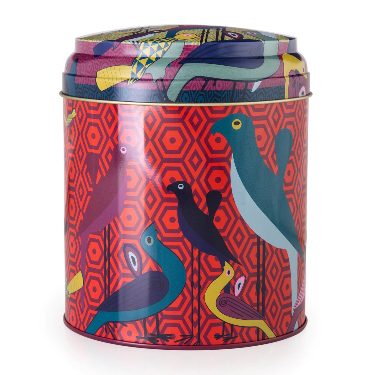 TIN BOX WITH 2 COFFEE CUPS AND SAUCER BIRDS OF PARADISE 90 ML