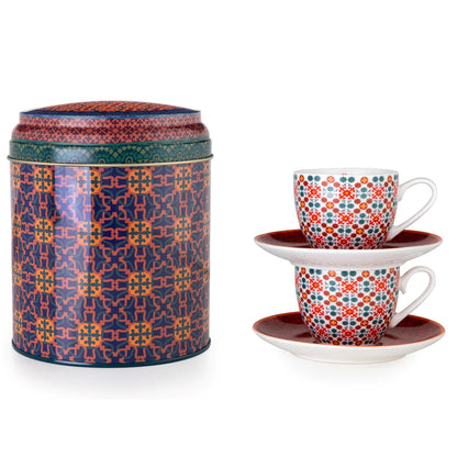 TIN BOX WITH 2 COFFEE CUPS AND SAUCER VAGABONDE 90 ML