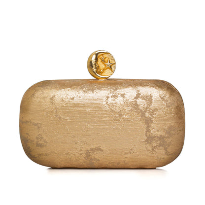 MOON ON GOLD BOX CLUTCH