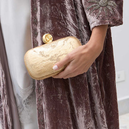 MOON ON GOLD BOX CLUTCH